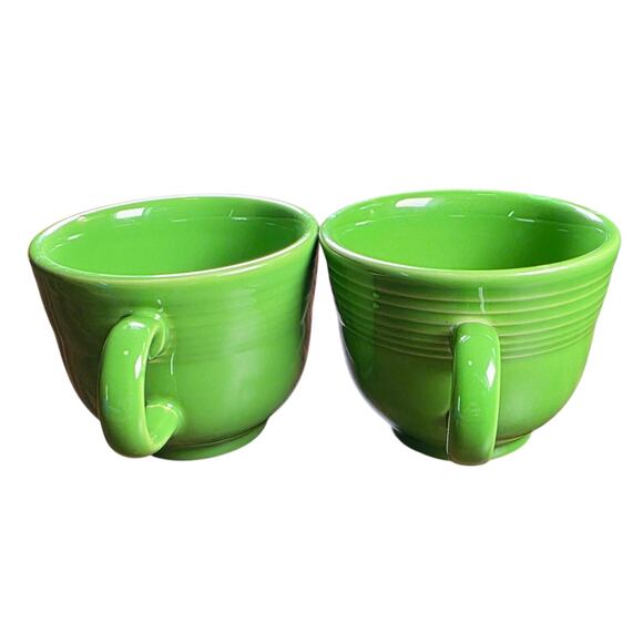 Lot of 2 Fiesta Ware Flat Cups Chartreuse Green HLC USA Replacement - Picture 3 of 9